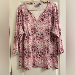 Soft pinks and tans with accents of black